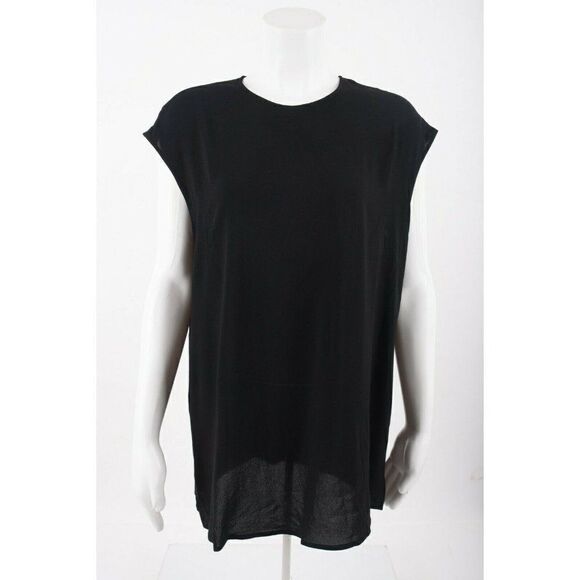 Max Mara Womens Renoir Blouse Top Shirt Cap sleeve Sz 14 L Black Made Italy NWT - Picture 2 of 7
